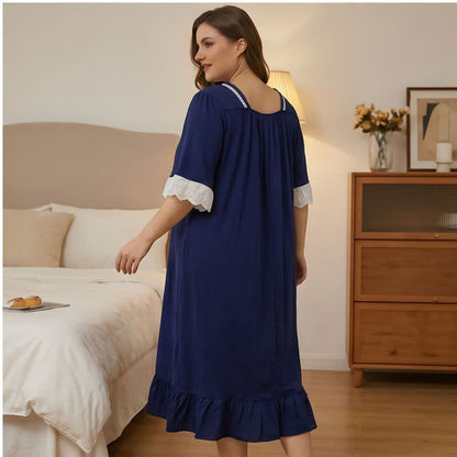 Plusock Lace Trim Bow Nightgown - image 1
