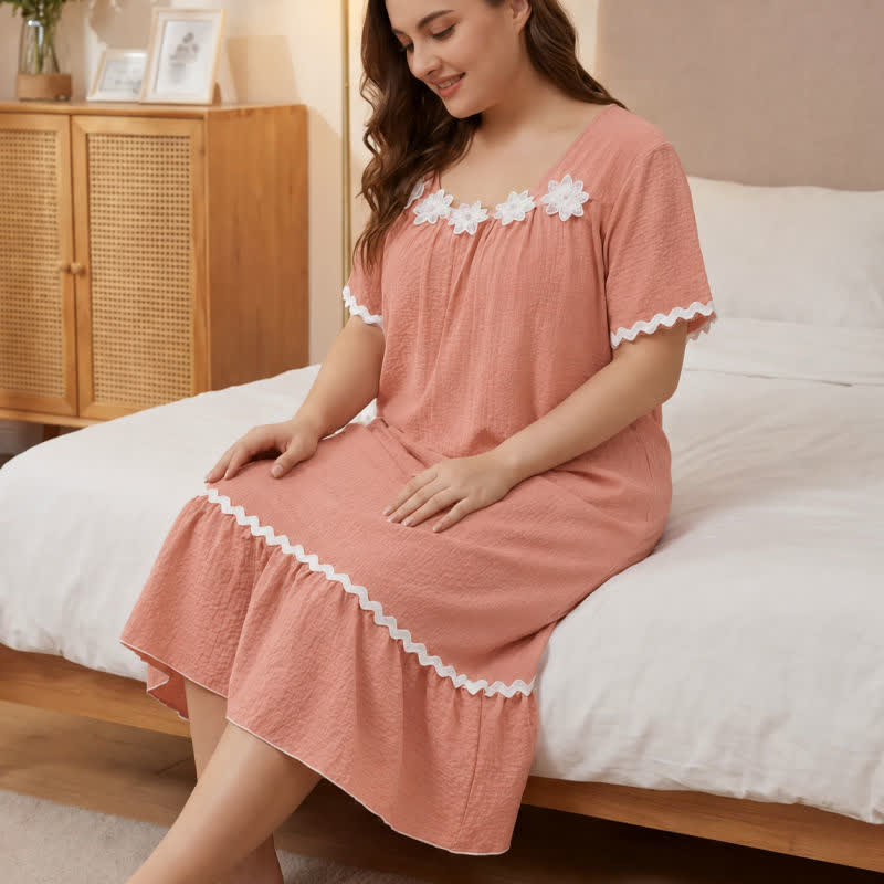 Plusock Floral Applique Lounge Nightgown - image 2