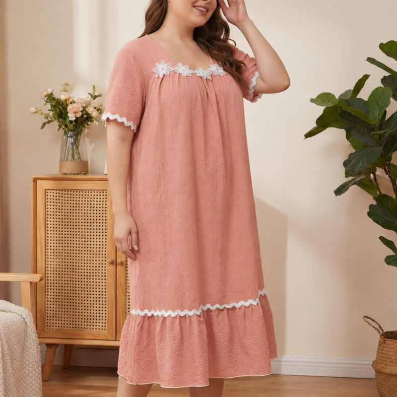 Plusock Floral Applique Lounge Nightgown - image 1