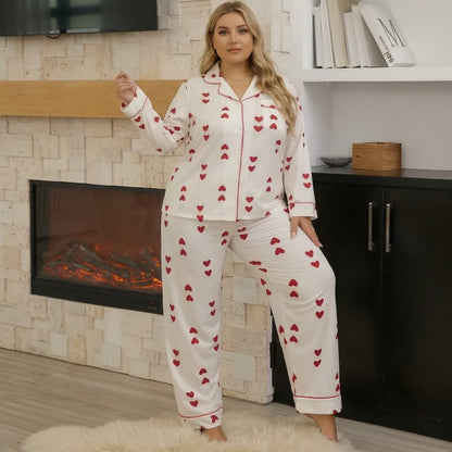Plusock Heart Print Satin Pajama Set - image 3
