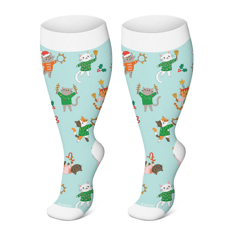 Plusock Plus Size Christmas Animal Compression Socks - Green - 4XL - image 6