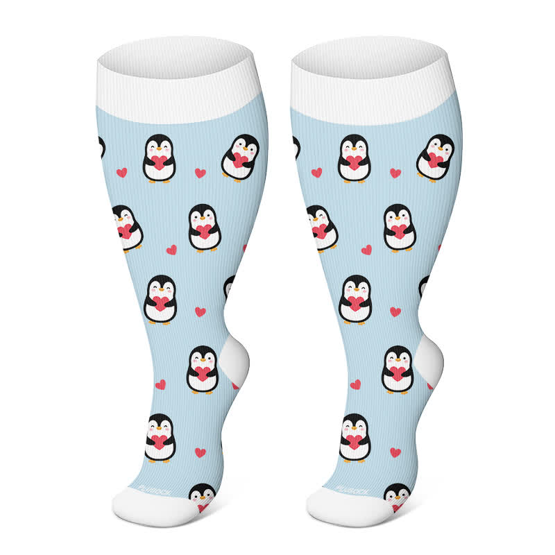 Plusock Plus Size Cute Penguin Compression Socks - Light Blue - 4XL - image 6