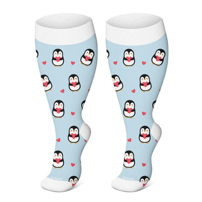 Plusock Plus Size Cute Penguin Compression Socks - Light Blue - 4XL - image 6