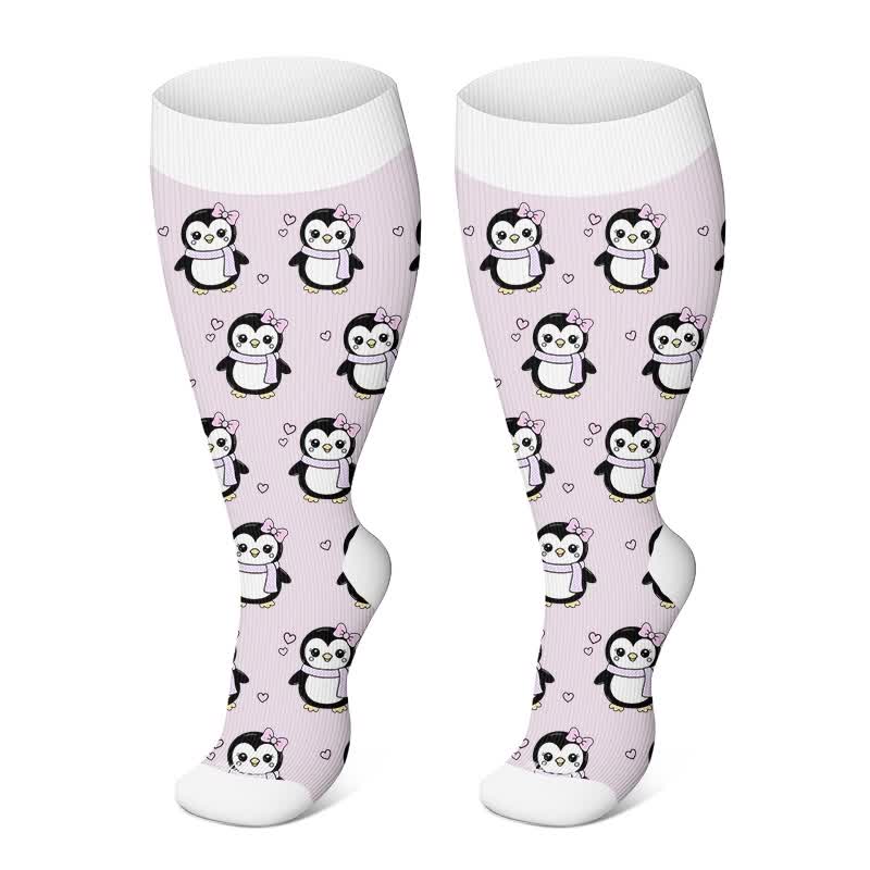 Plusock Plus Size Cute Penguin Compression Socks - Light Purple - 4XL - image 5