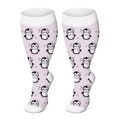Plusock Plus Size Cute Penguin Compression Socks - Light Purple - 4XL - image 5