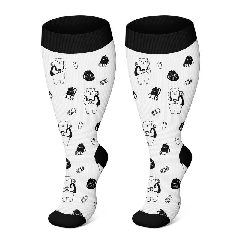 Plusock Plus Size Cute Penguin Compression Socks - White - 4XL - image 4