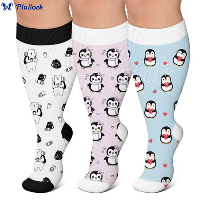 Plusock Plus Size Cute Penguin Compression Socks - image 0