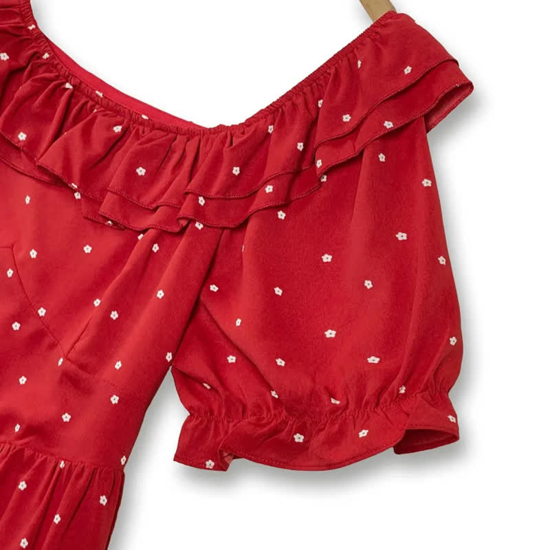 Plusock Red Polka Dot Smocked Midi Dress - image 2