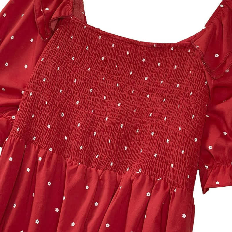 Plusock Red Polka Dot Smocked Midi Dress - image 4
