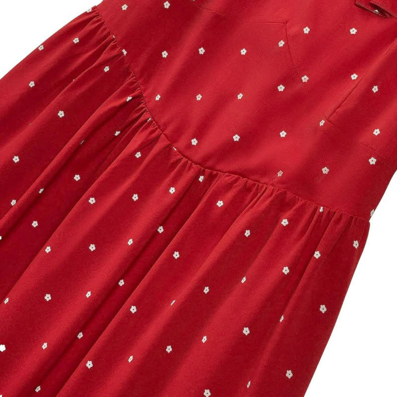Plusock Red Polka Dot Smocked Midi Dress - image 3