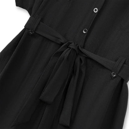 Plusock Plus Size Black Tie Waist Shirt and Wide Leg Pants Set - image 4