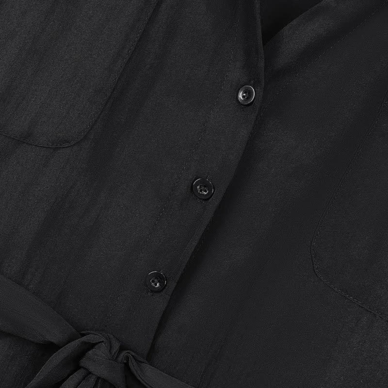 Plusock Plus Size Black Tie Waist Shirt and Wide Leg Pants Set - image 6