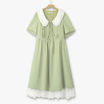 Plusock Sweet Peter Pan Collar Midi Dress - Green - 6XL - image 0