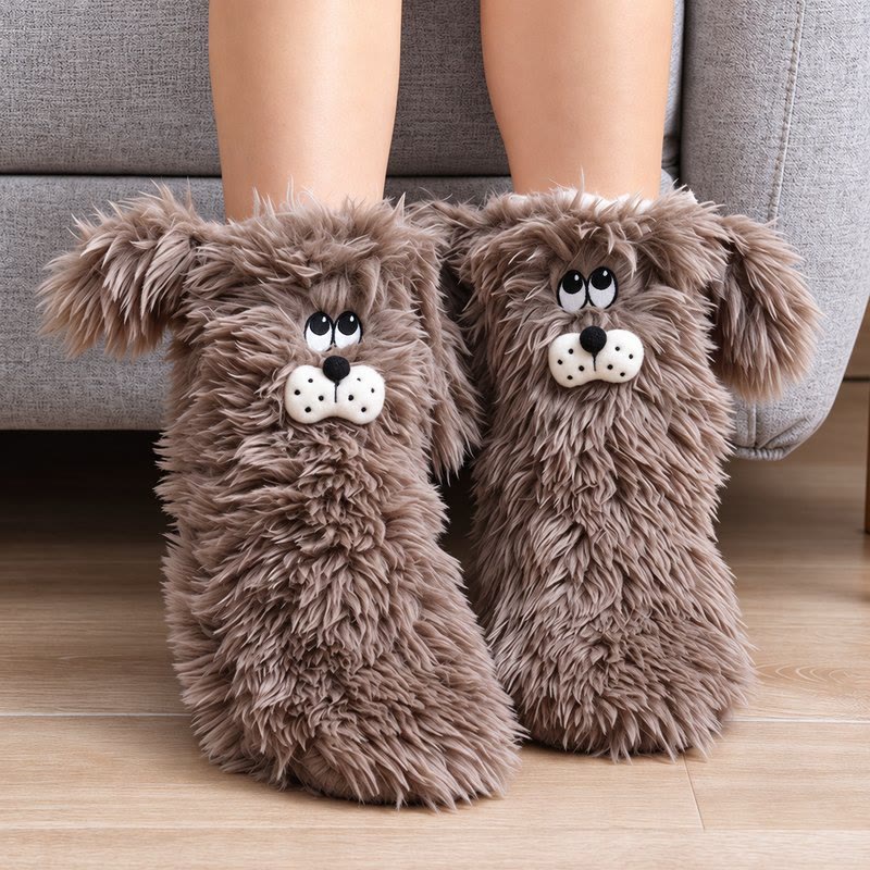 Plusock Cozy Home Dog Slipper Socks - Brown - EU36-41(US3-7.5) - image 3
