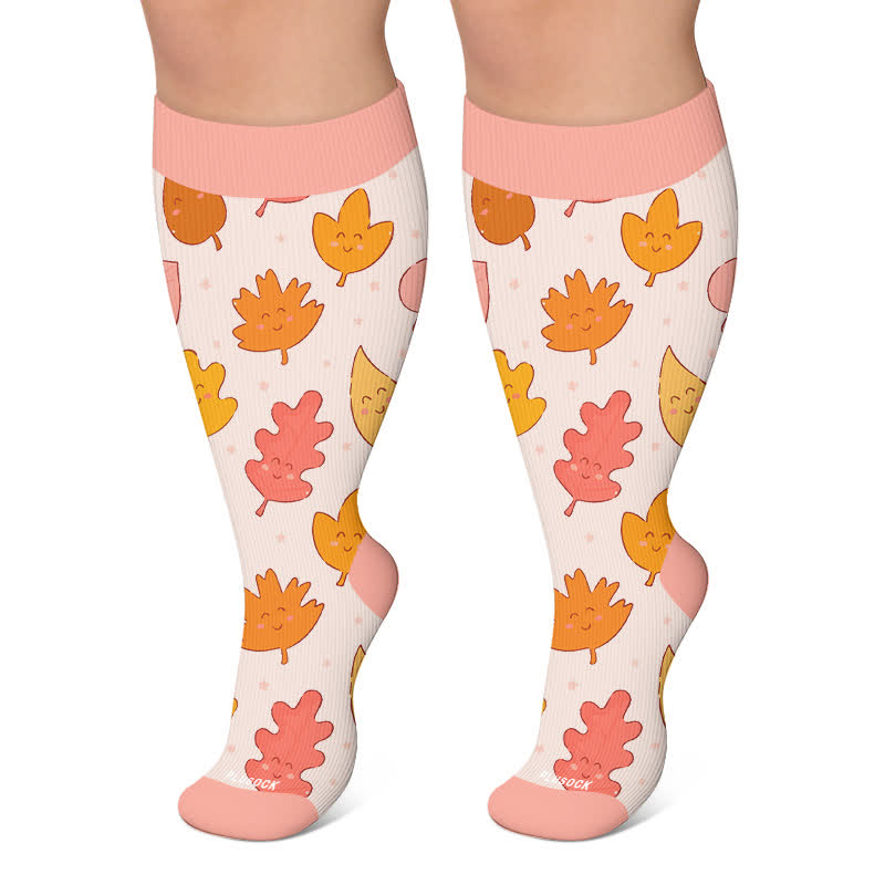 Plusock Plus Size Autumn Ducks Compression Socks - Pink - 4XL - image 4