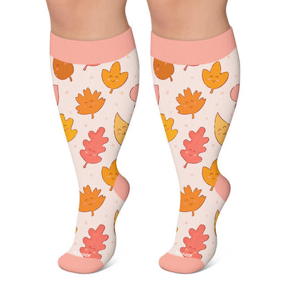 Plusock Plus Size Autumn Ducks Compression Socks - Pink - 4XL - image 4