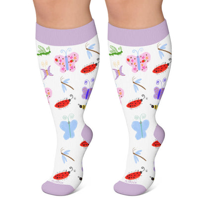 Plusock Plus Size Nature Animal Print Compression Socks - White - 4XL - image 4