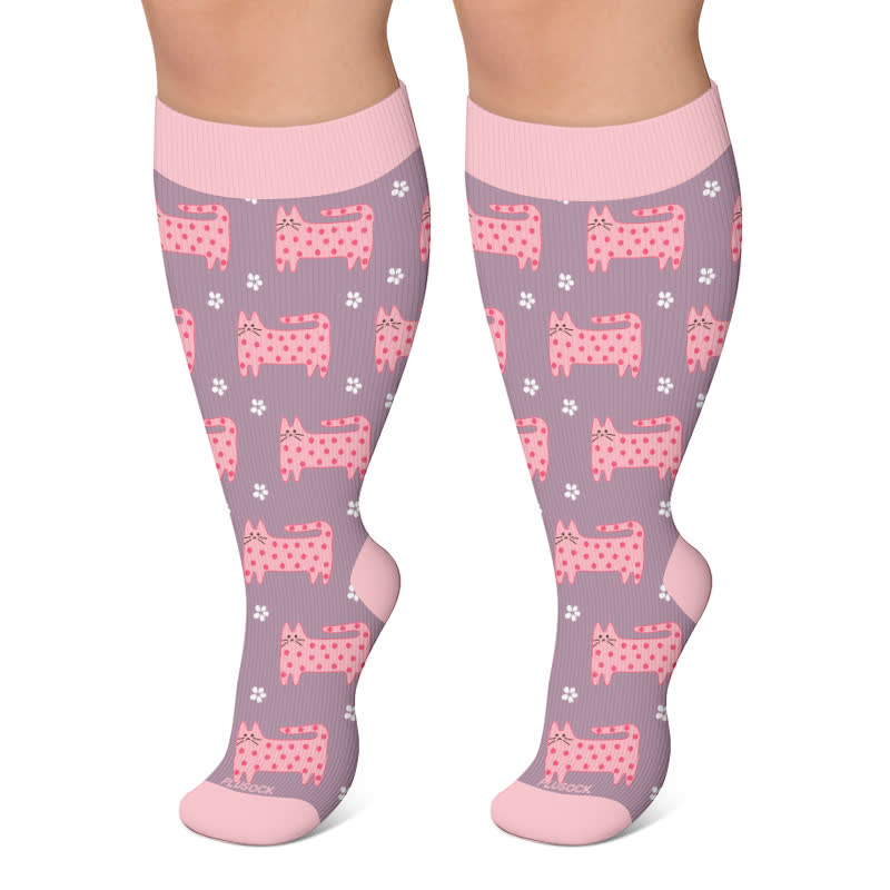 Plusock Plus Size Nature Animal Print Compression Socks - Grey - 4XL - image 5