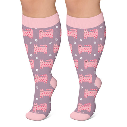Plusock Plus Size Nature Animal Print Compression Socks - Grey - 4XL - image 5