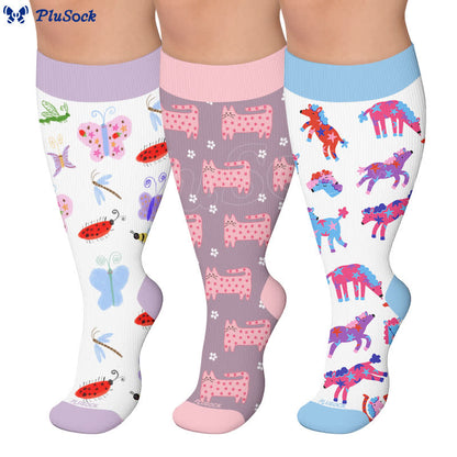 Plusock Plus Size Nature Animal Print Compression Socks - image 0