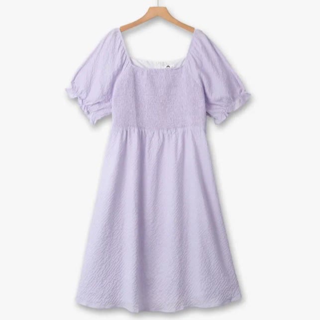 Plusock Lilac Textured Puff Sleeve Midi Dress - Purple - 6XL - image 0