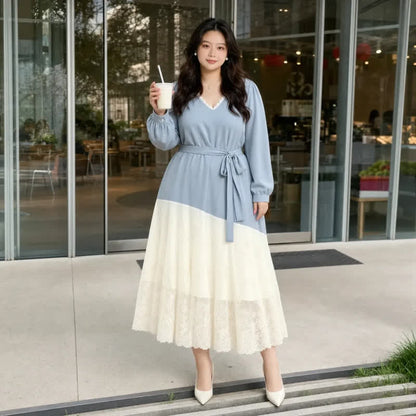 Plusock Plus Size Contrast Hem Midi Dress - image 1