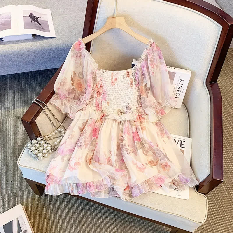 Plusock Plus Size Floral Smocked Off Shoulder Blouse - image 1