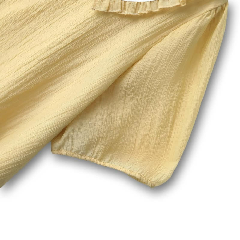 Plusock Plus Size Ruffle Collar Bow Puff Sleeve Blouse - image 2