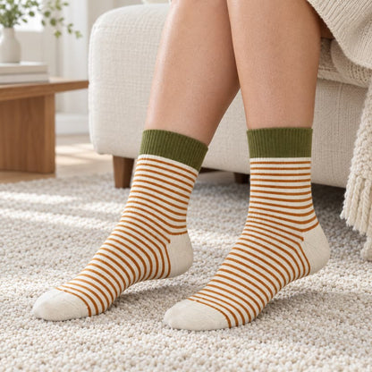 Plusock Retro Striped Color Blocking Quarter Socks (4 Pairs) - image 3