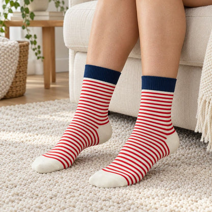 Plusock Retro Striped Color Blocking Quarter Socks (4 Pairs) - image 2