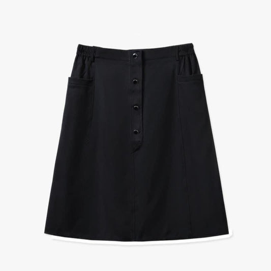 Plusock Plus Size Button Front Midi Skirt - Black - 6XL - image 0