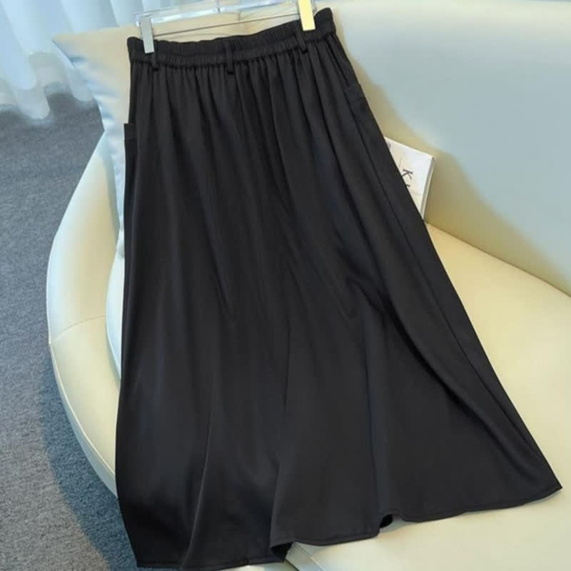 Plusock Plus Size Button Front Midi Skirt - image 2