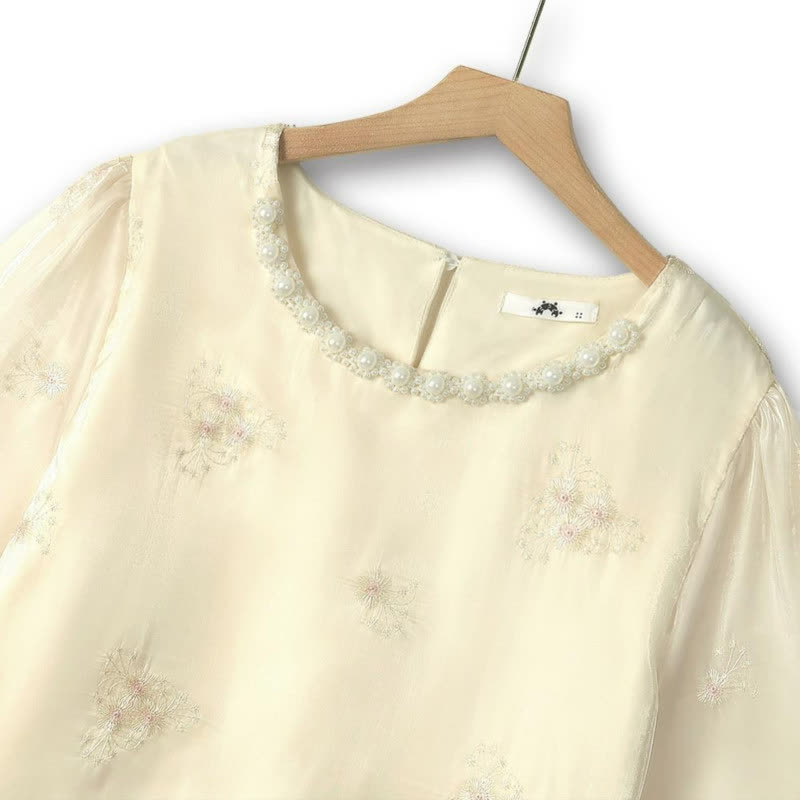 Plusock Plus Size Floral Textured Lace Neck Blouse - image 1