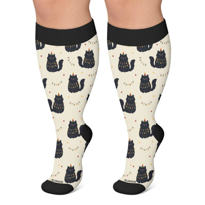 Plusock Plus Size Bat Cat Compression Socks - Apricot - 4XL - image 5