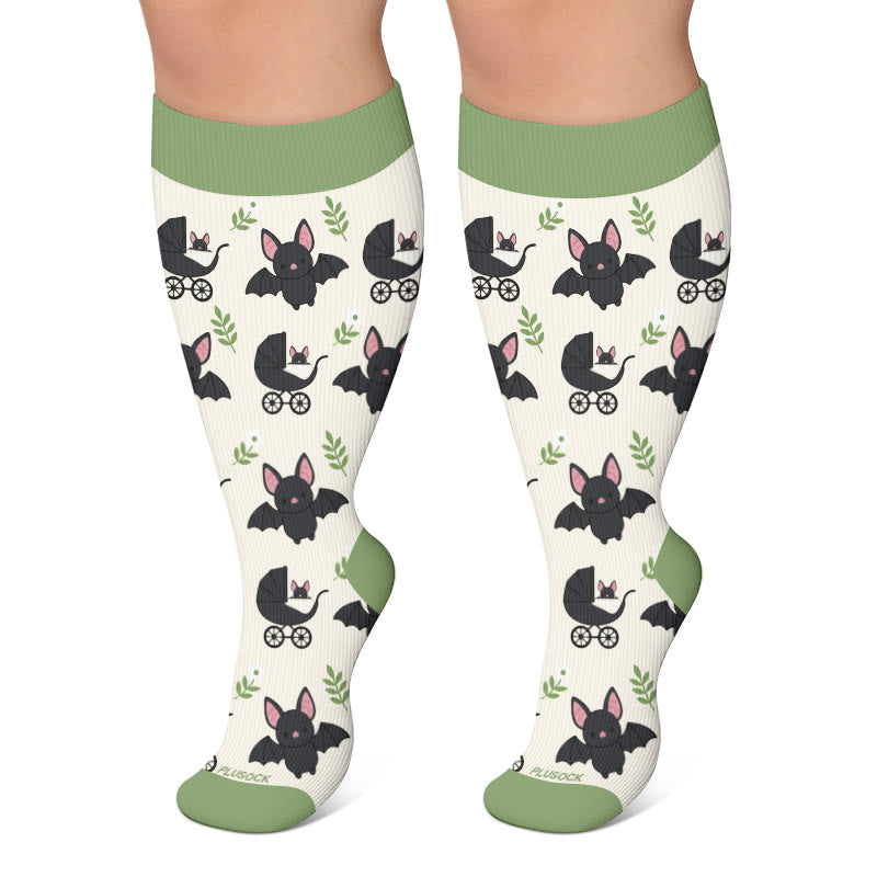 Plusock Plus Size Bat Cat Compression Socks - Beige - 4XL - image 4