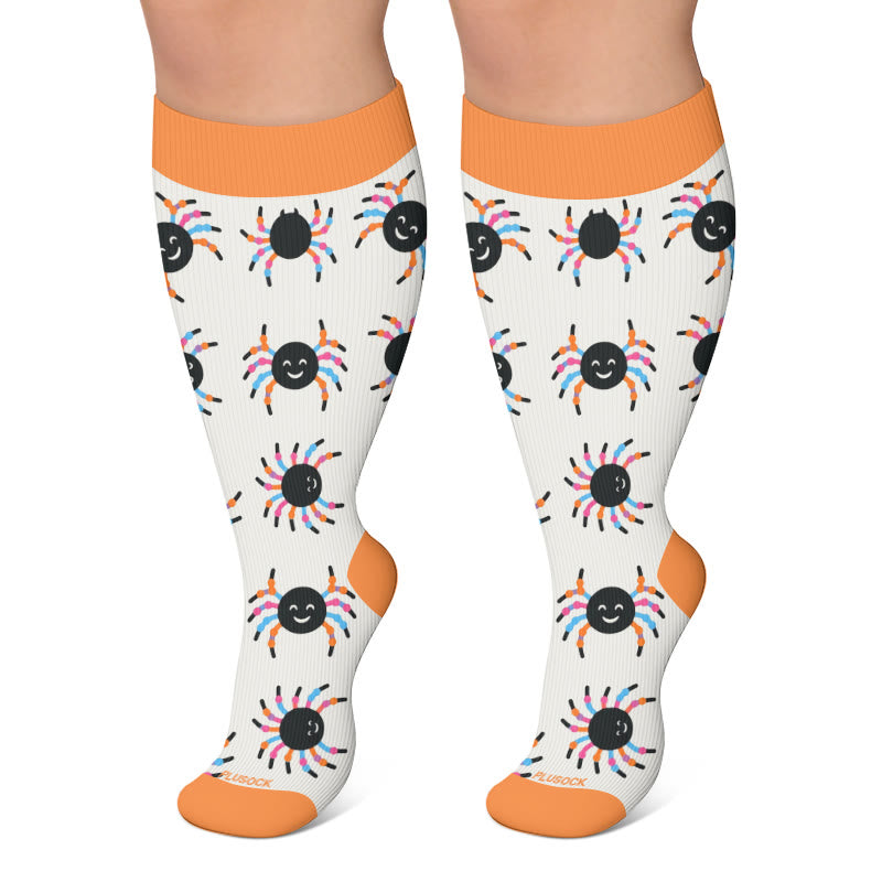 Plusock Plus Size Bat Cat Compression Socks - White - 4XL - image 6