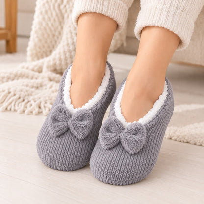 Plusock Lavender Bow Plush Slipper Socks - image 1