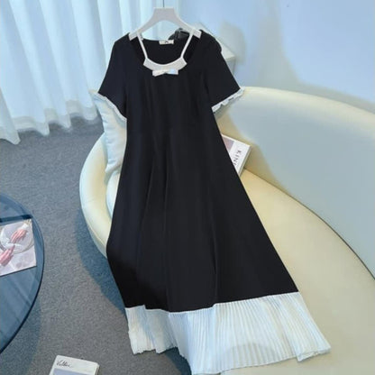 Plusock Contrast Pleated Hem Midi Dress - image 2