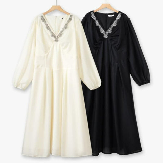 Plusock Embroidered V Neck Maxi Dress - image 0