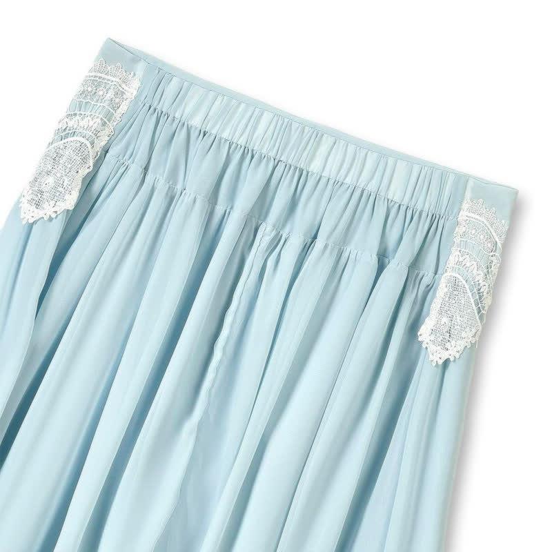 Plusock Plus Size Sky Blue Lace Trim Two Piece Skirt Set - image 6