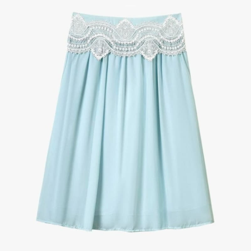 Plusock Plus Size Sky Blue Lace Trim Two Piece Skirt Set - image 2