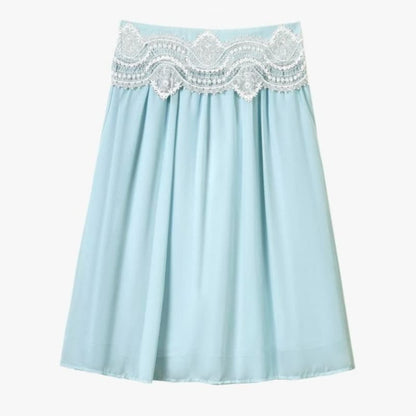 Plusock Plus Size Sky Blue Lace Trim Two Piece Skirt Set - image 2