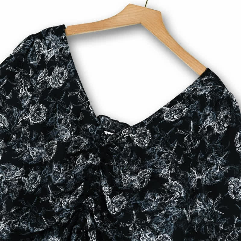 Plusock Plus-Size Black Floral Two-Piece Skirt Set - image 3