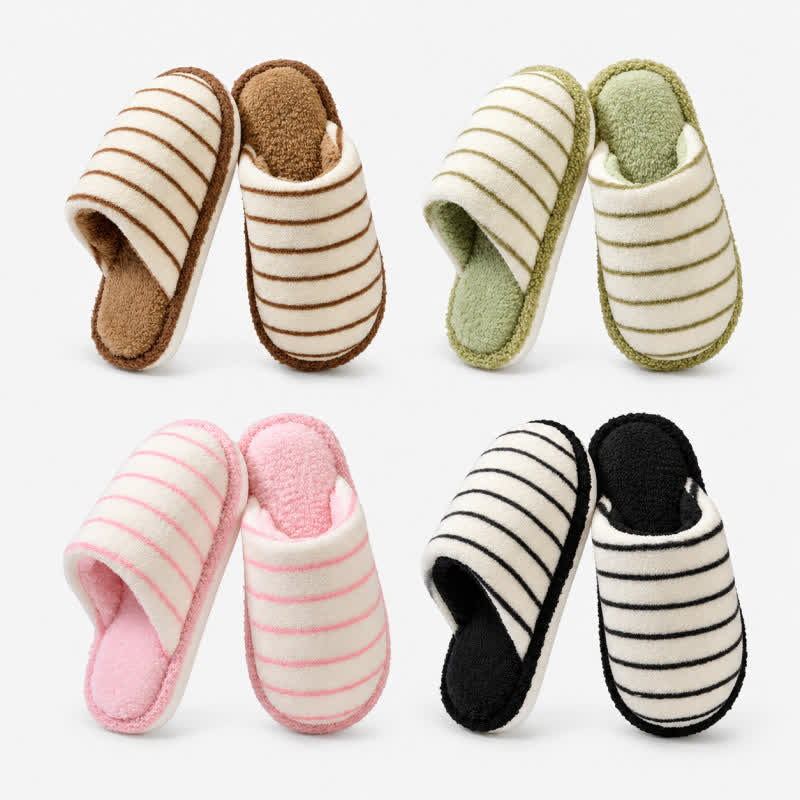 Plusock Plus Size Cozy Striped Plush House Slippers - image 9
