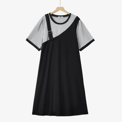 Plusock Casual Layered Look Midi Dress - Black - 6XL - image 0