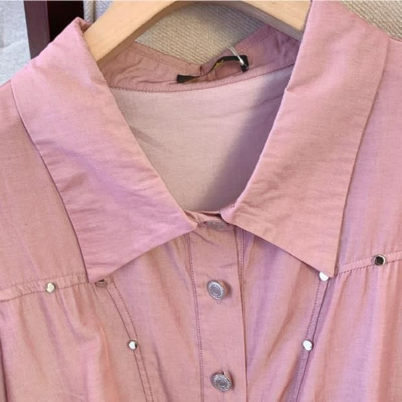 Plusock Pink Belted Shirt Midi Dress - image 2