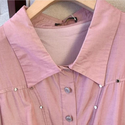 Plusock Pink Belted Shirt Midi Dress - image 2
