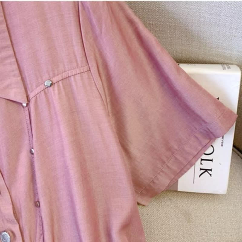 Plusock Pink Belted Shirt Midi Dress - image 4