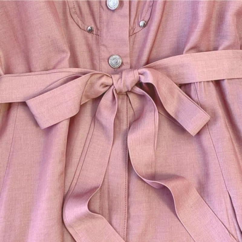 Plusock Pink Belted Shirt Midi Dress - image 3