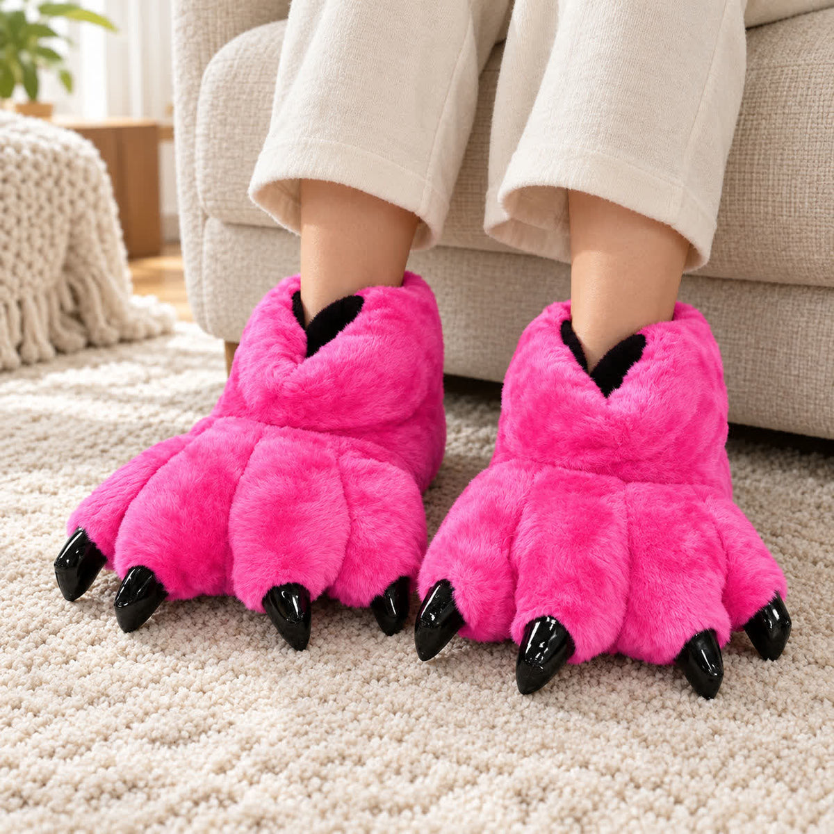 Plusock Monster Paw Plush House Slipper Socks - image 0